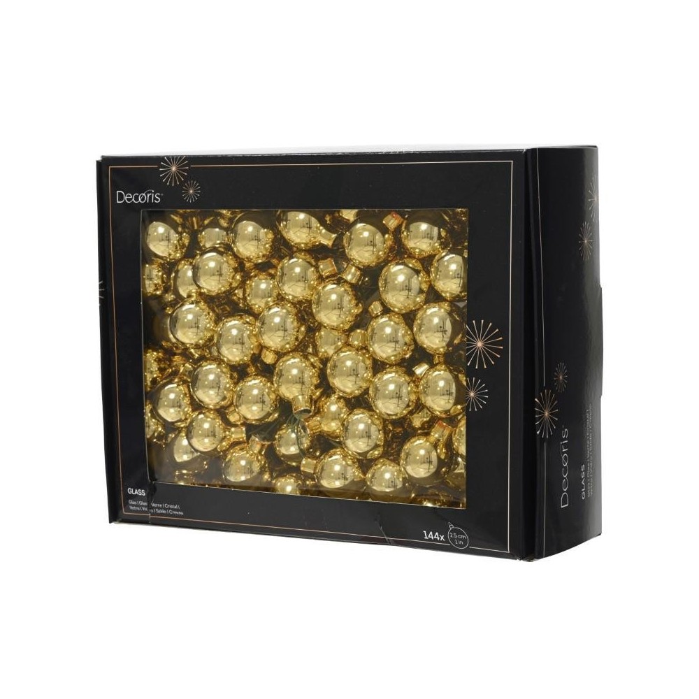 BOX 144 MINI SFERE VETRO ORO D2.5